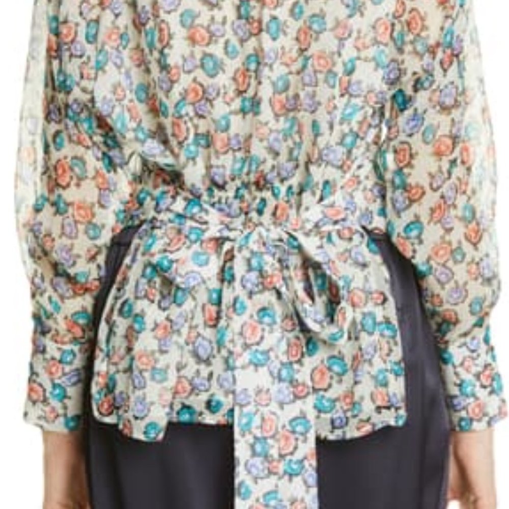JASON WU SilkTop Long Sleeves in Soft Floral Print Size 10 New NWT - Picture 8 of 11